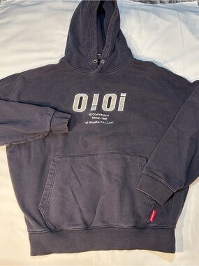 Men’s Navy OiOi Hoodie Sweatshirt With Front Pocket 5252  -Large